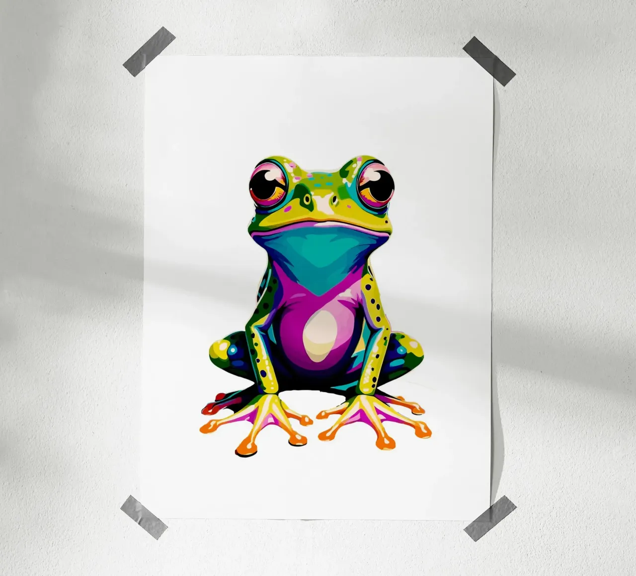 Frog Colorful poster con telaio in legno da Musadad Shop