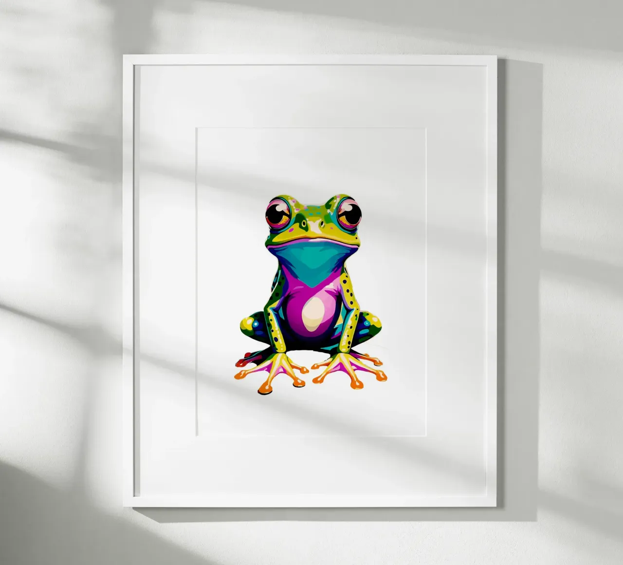 Frog Colorful poster con telaio in legno da Musadad Shop