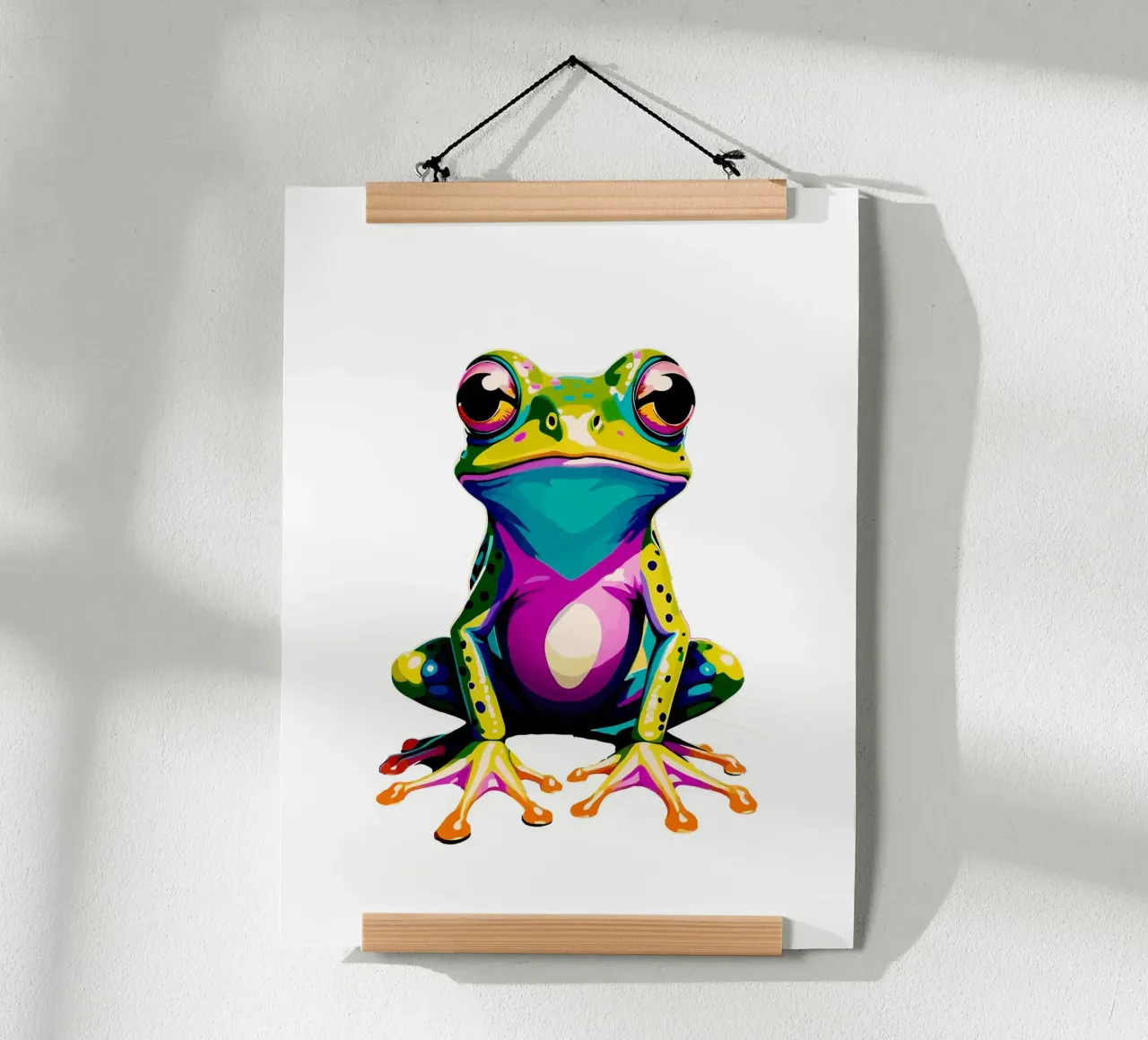 Frog Colorful poster con telaio in legno da Musadad Shop