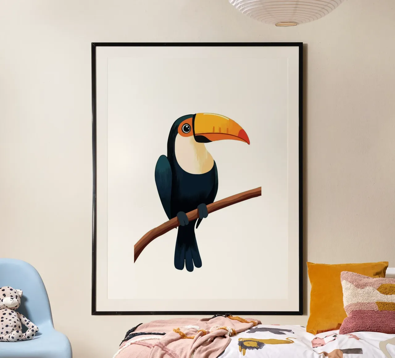 Toucan Bird poster con telaio in alluminio da Musadad Shop