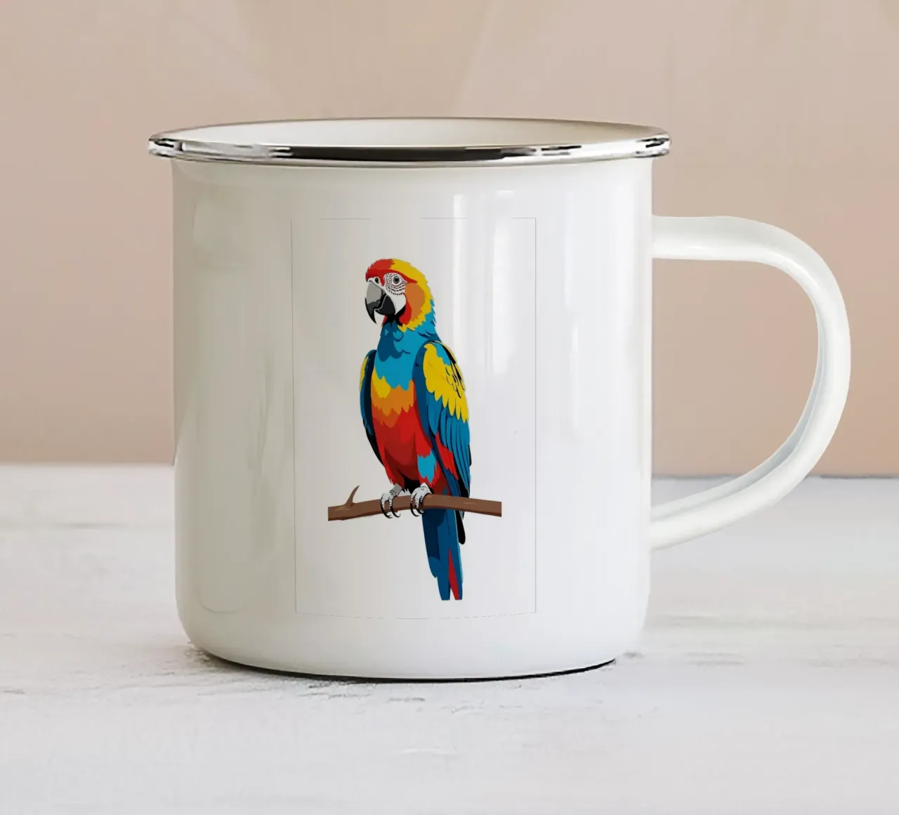 Parrot Colorful tazza in smalto da Musadad Shop
