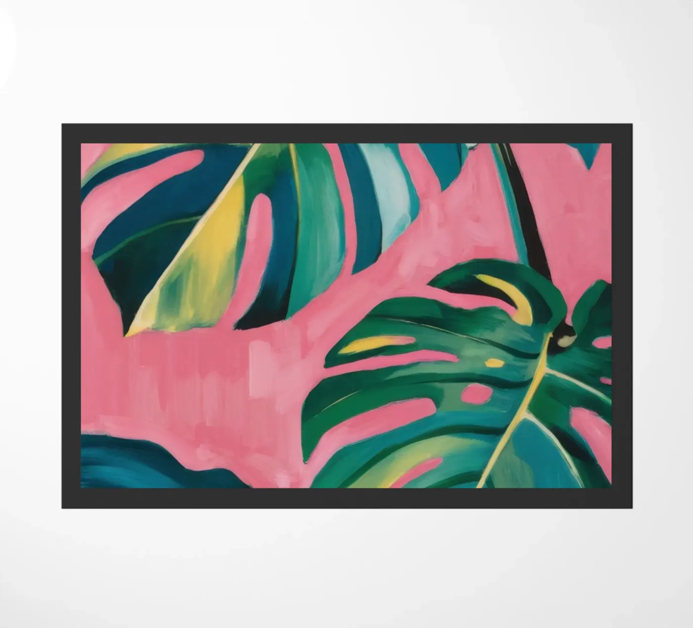 Monstera Leaf Dance doormat by Snow Mist