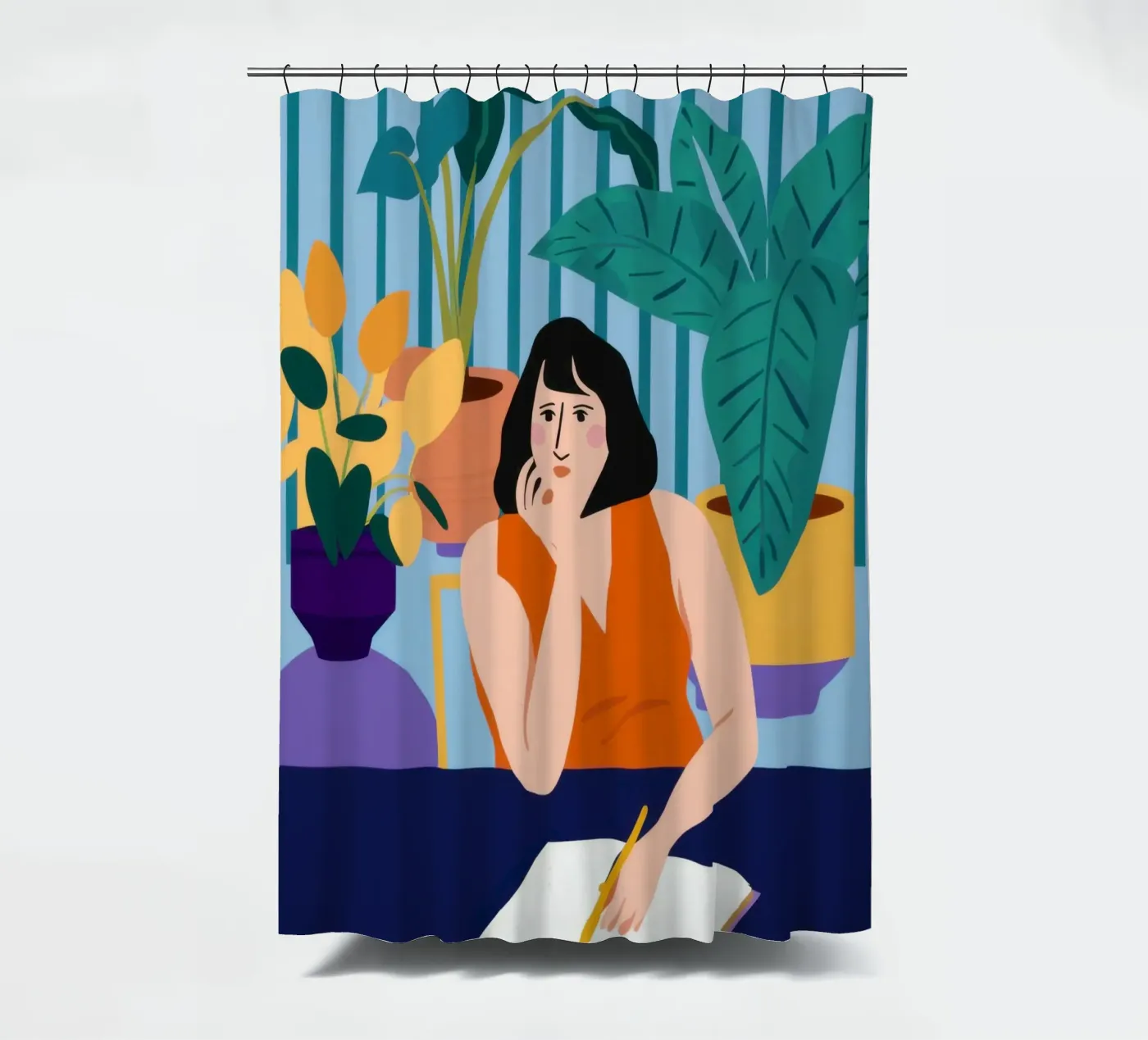 Midnight Study Session shower curtain by Snow Mist