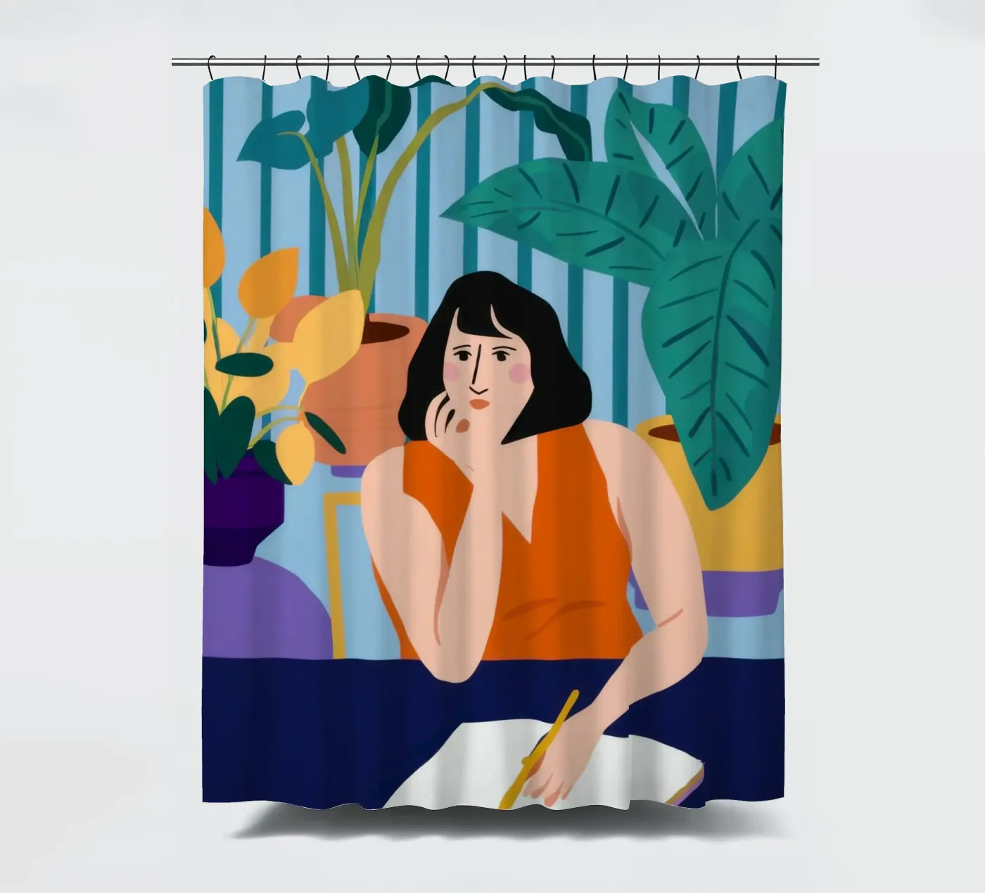 Midnight Study Session shower curtain by Snow Mist