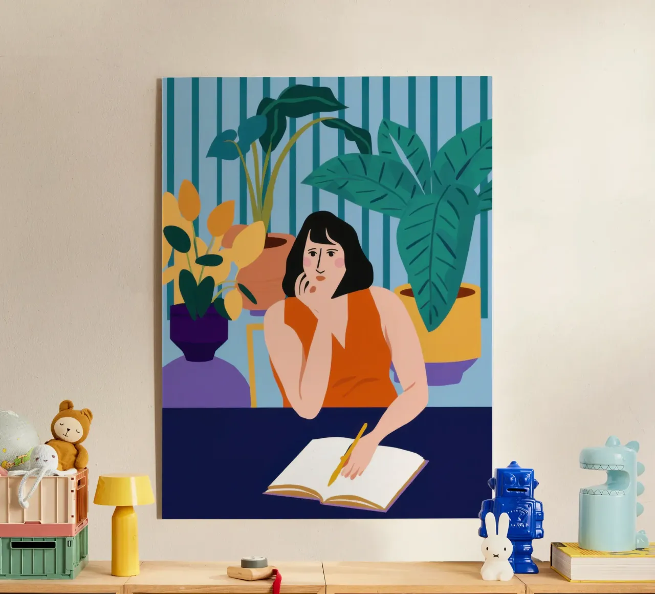 Studiezitting om middernacht acryl van Snow Mist