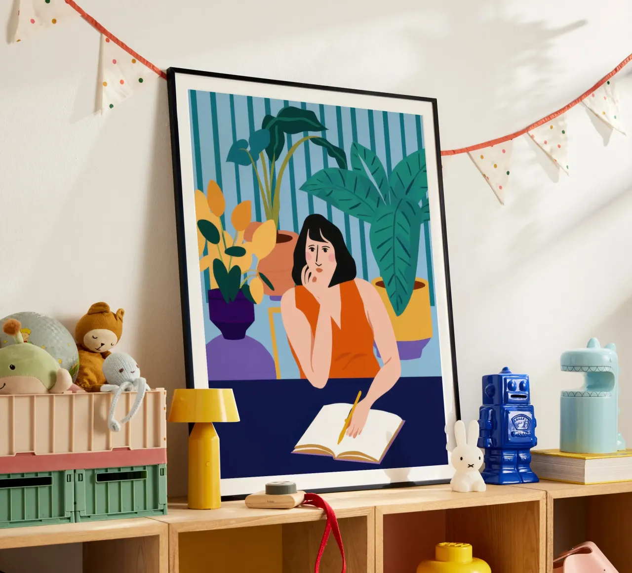 Sessione di studio di mezzanotte poster con telaio in alluminio da Snow Mist