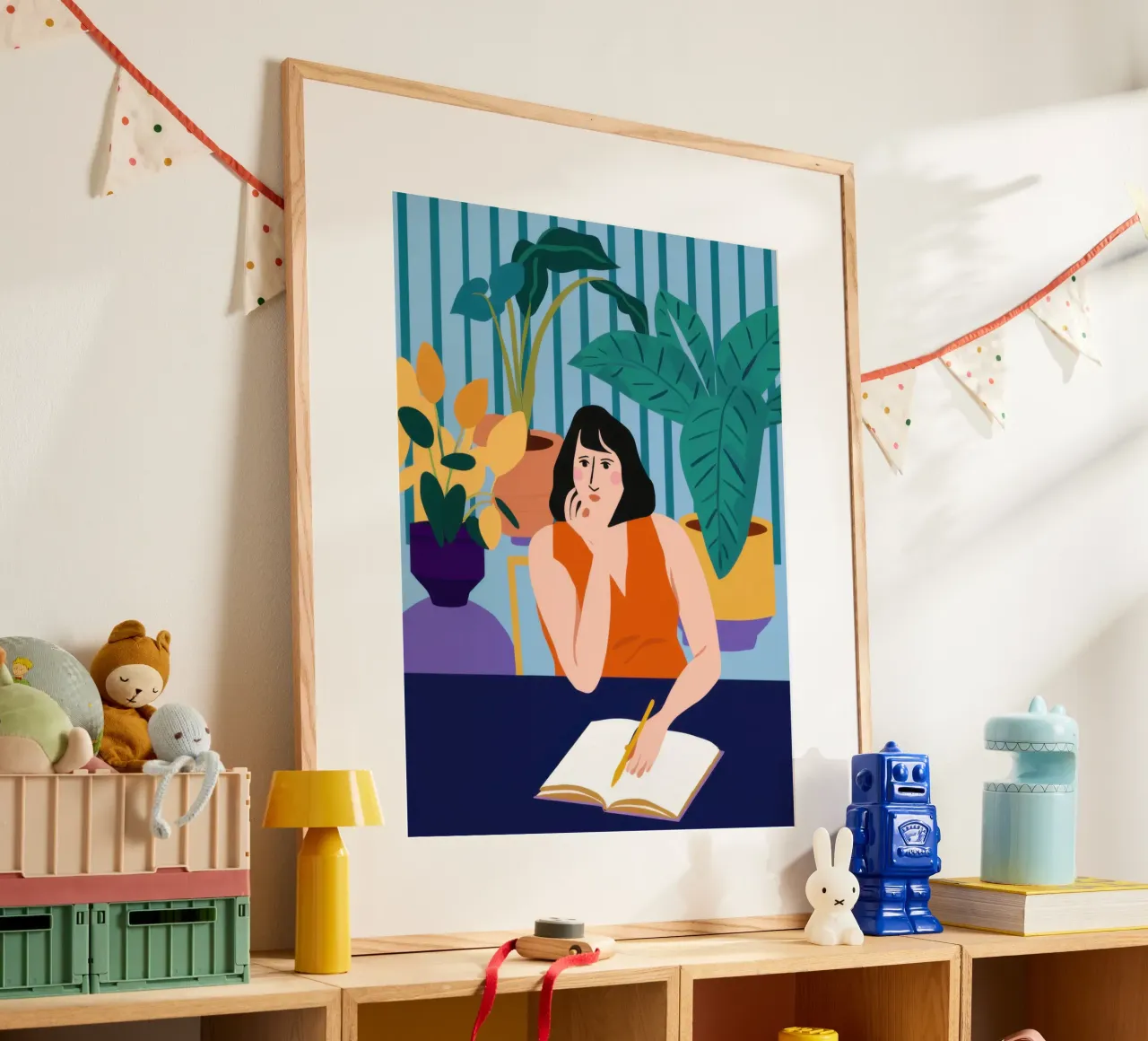 Sessione di studio di mezzanotte poster con telaio in alluminio da Snow Mist