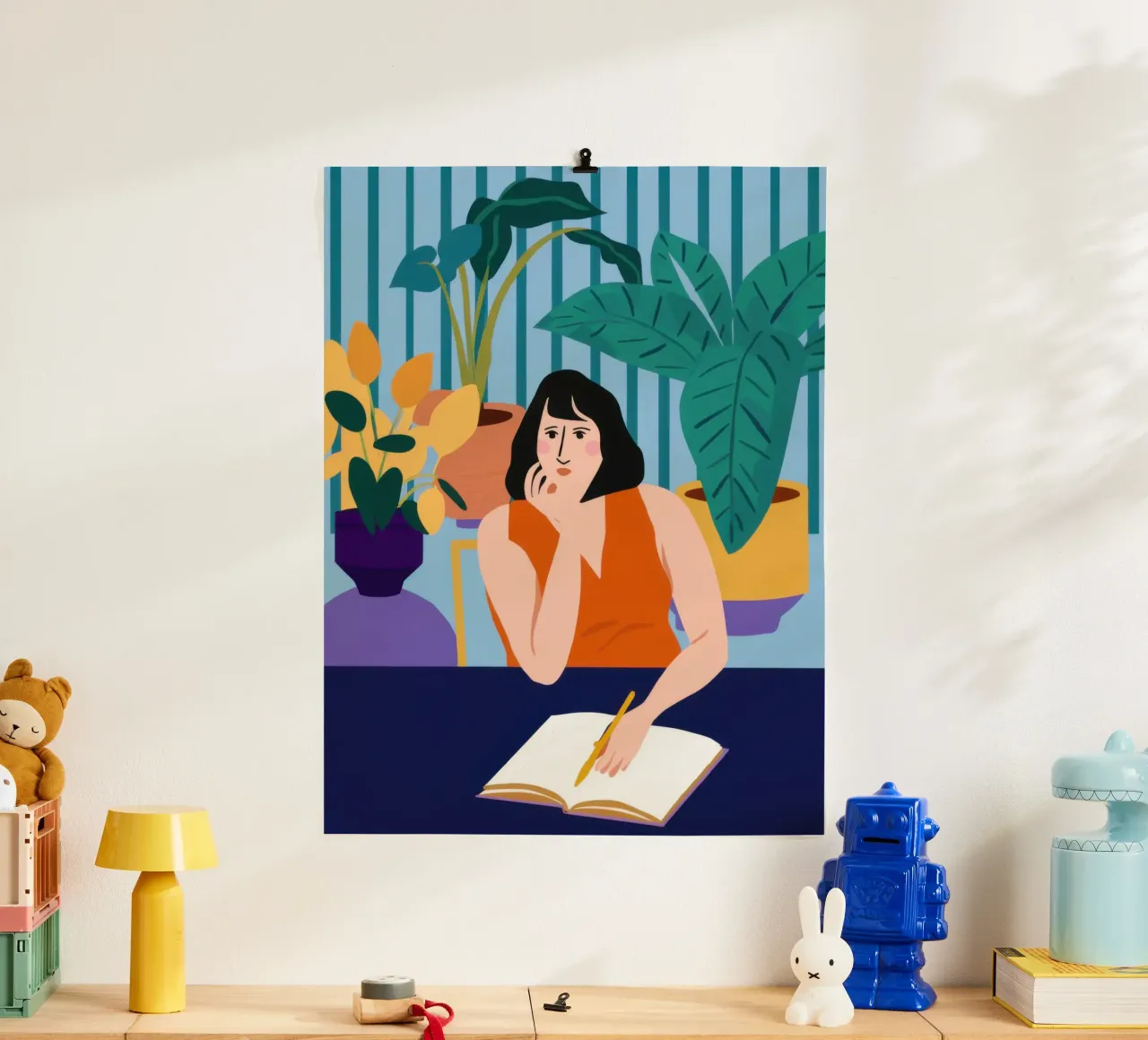 Sessione di studio di mezzanotte poster con telaio in alluminio da Snow Mist