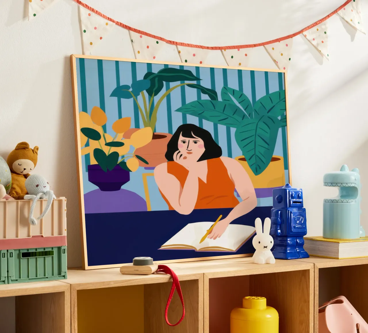Sessione di studio di mezzanotte poster con telaio in alluminio da Snow Mist