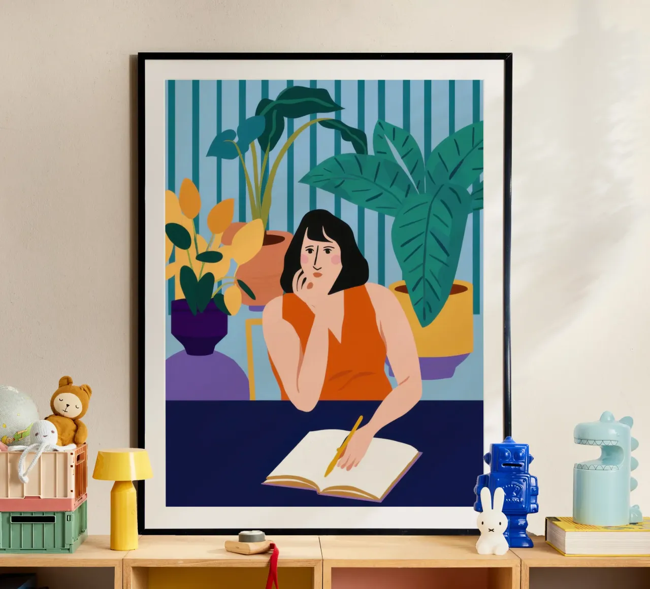 Sessione di studio di mezzanotte poster con telaio in alluminio da Snow Mist