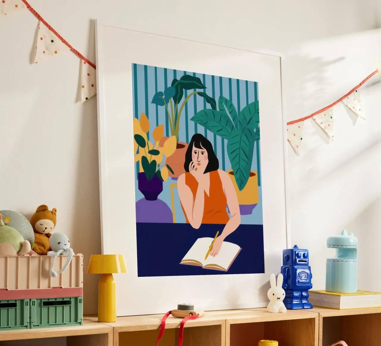 Sessione di studio di mezzanotte poster con telaio in alluminio da Snow Mist