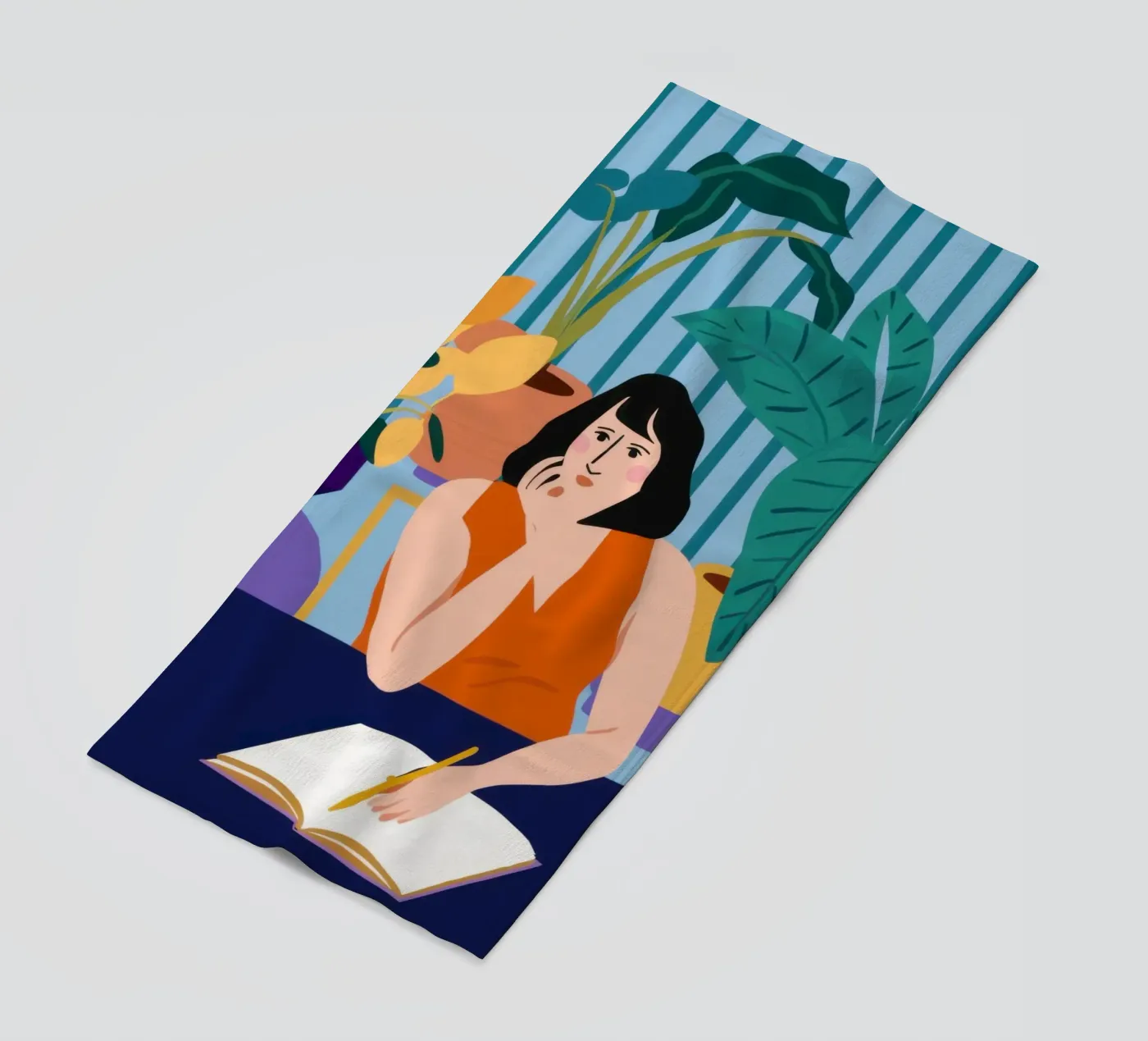 Studiezitting om middernacht strandhanddoek van Snow Mist