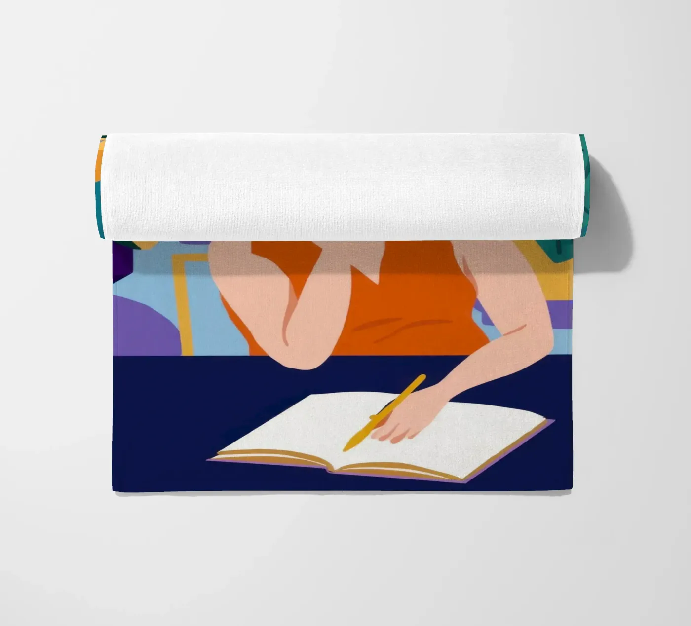 Studiezitting om middernacht strandhanddoek van Snow Mist