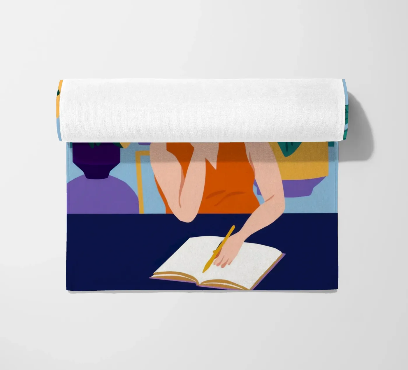 Studiezitting om middernacht strandhanddoek van Snow Mist