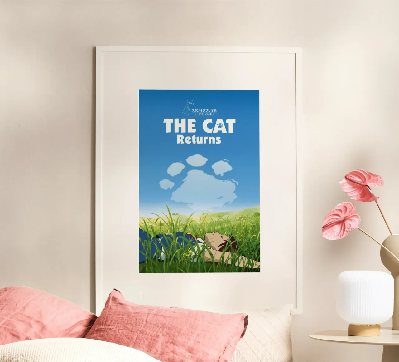The Cat Returns Studio Ghibli Japanaese Animated Movie poster with aluminum frame by Junior Harrington