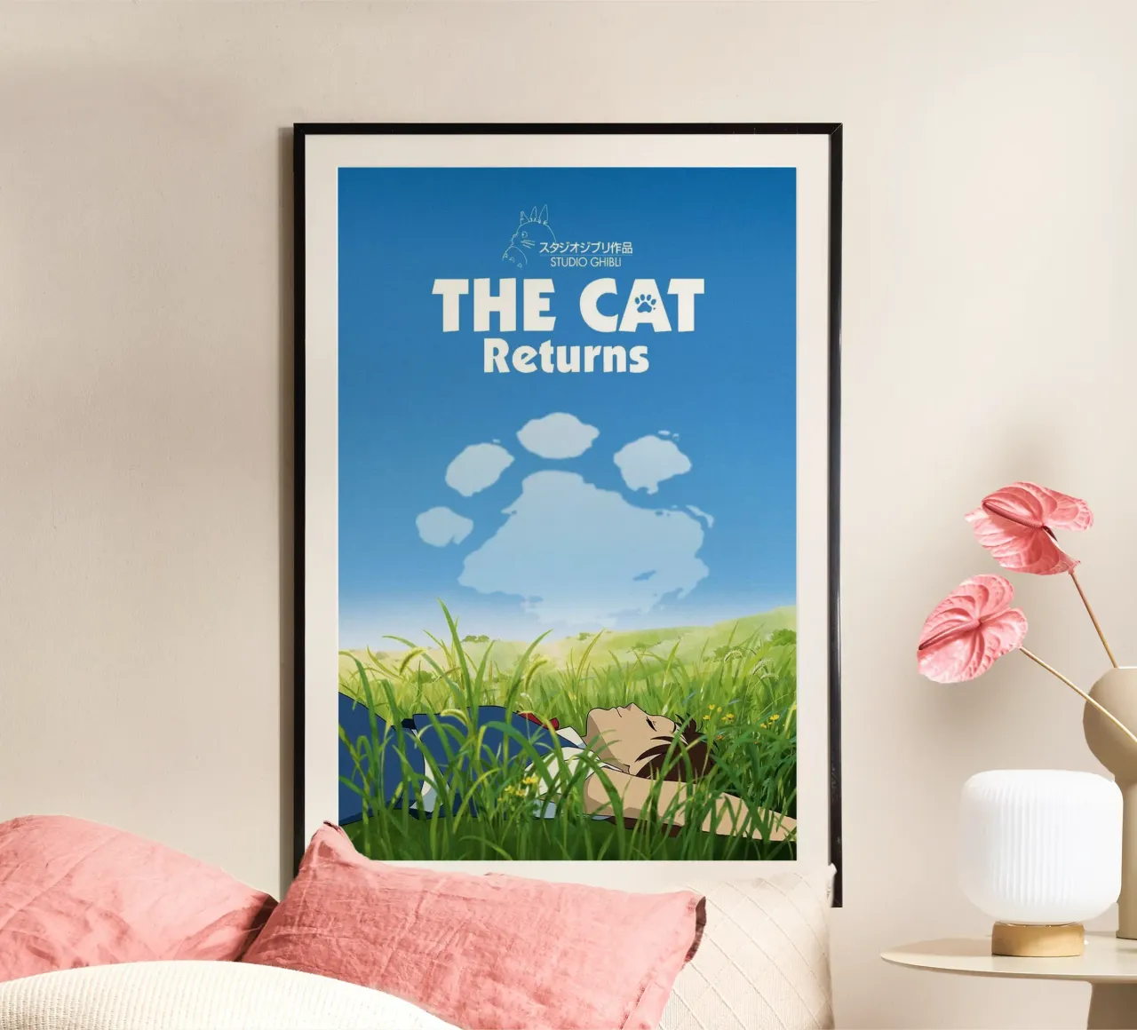 The Cat Returns Studio Ghibli Japanaese Animated Movie poster with aluminum frame by Junior Harrington