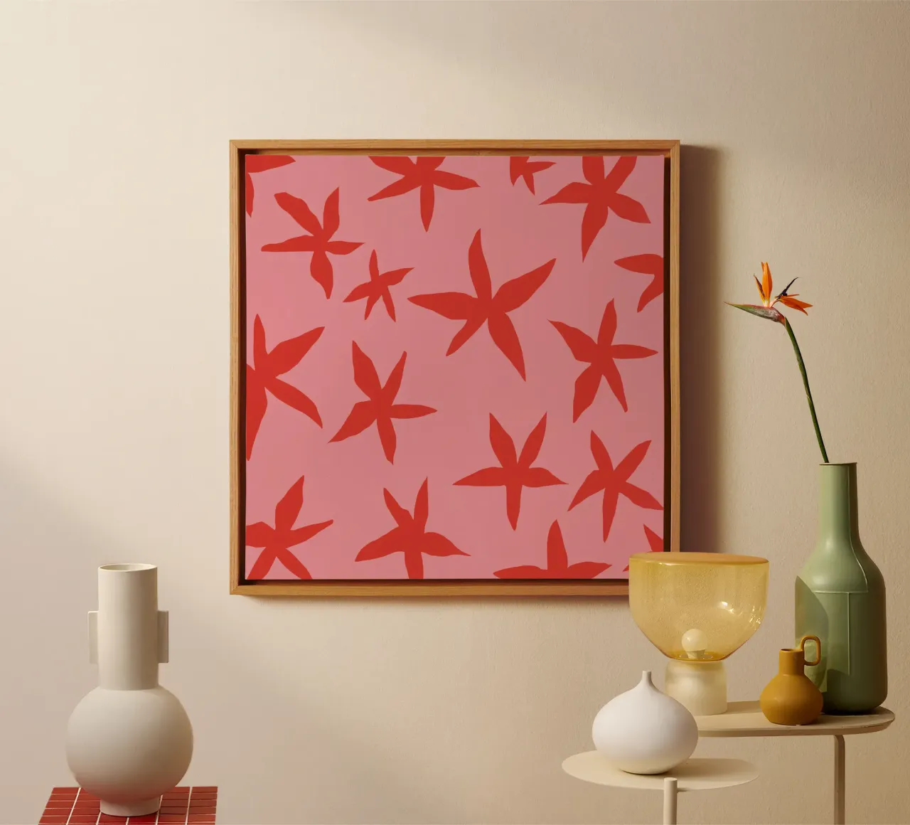 Botanical pattern 17 canvas with Floater frame by Little Dean