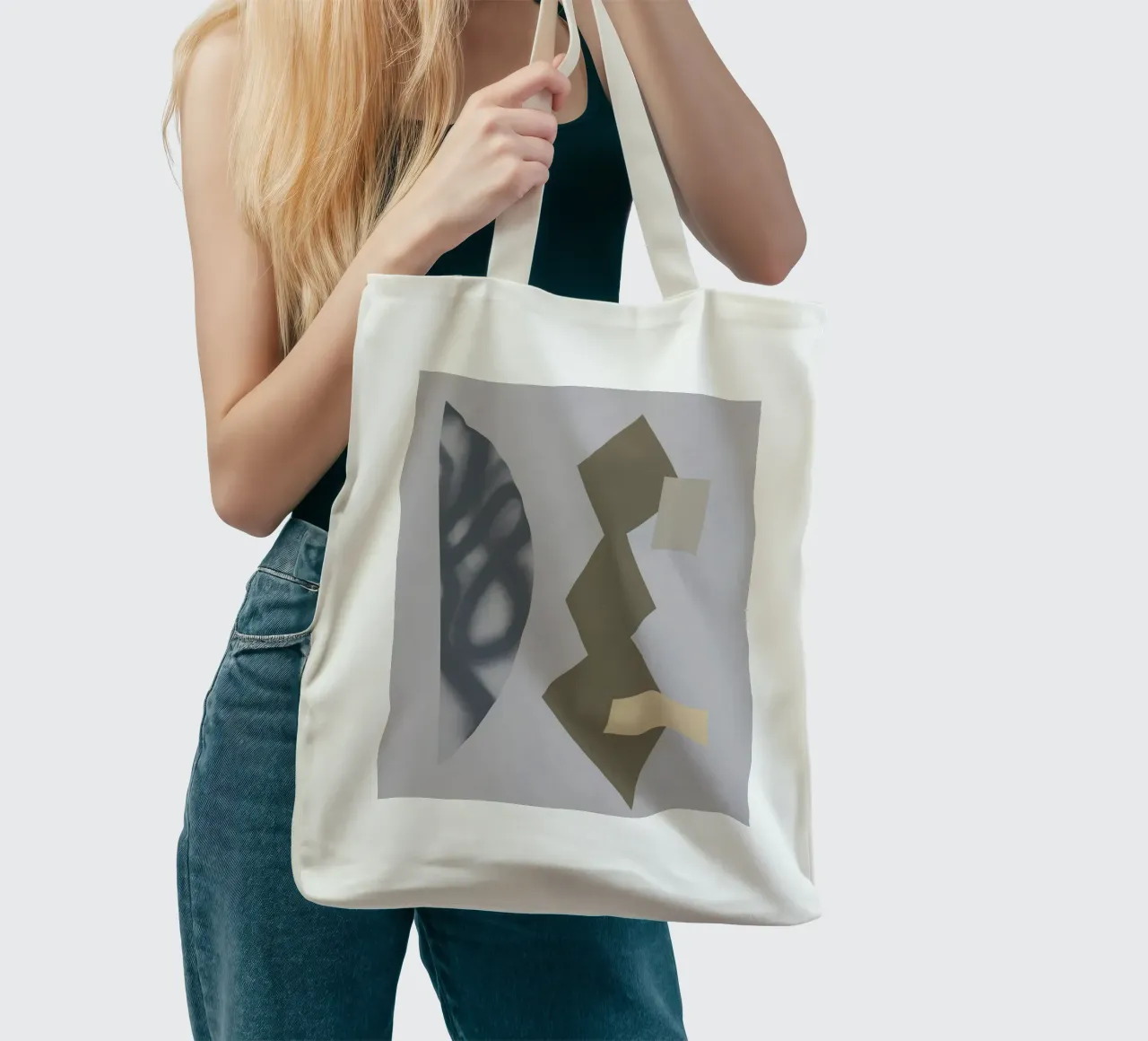 Sfumature di grigio geometriche 04 borsa in juta da Little Dean