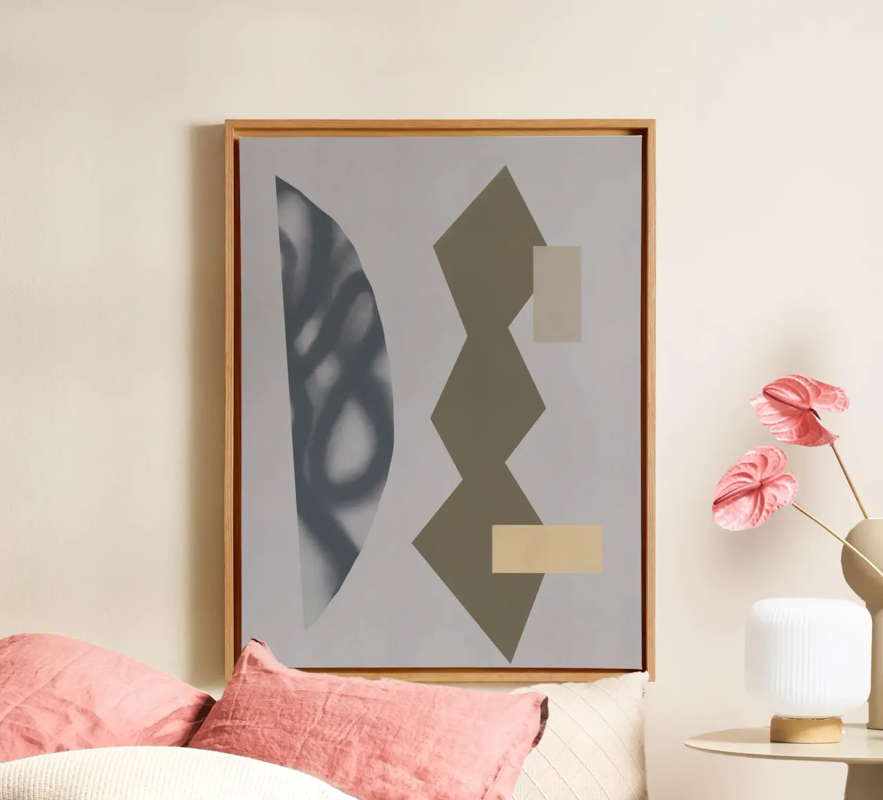 Sfumature di grigio geometriche 04 tela con Cornice a cassetta da Little Dean