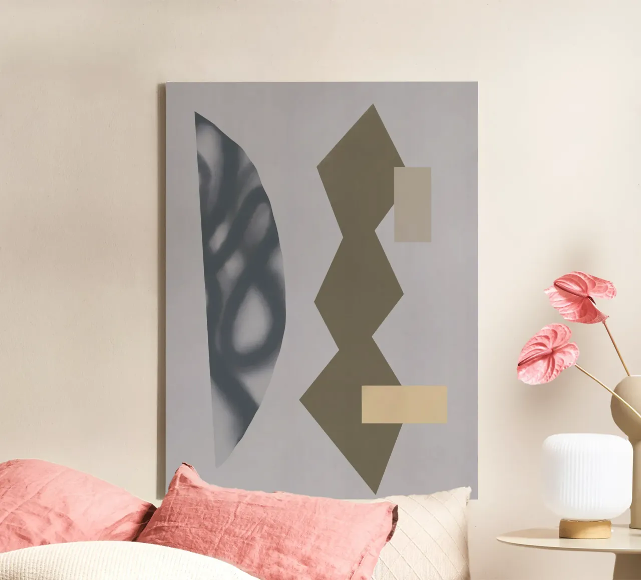 Sfumature di grigio geometriche 04 tela con Cornice a cassetta da Little Dean