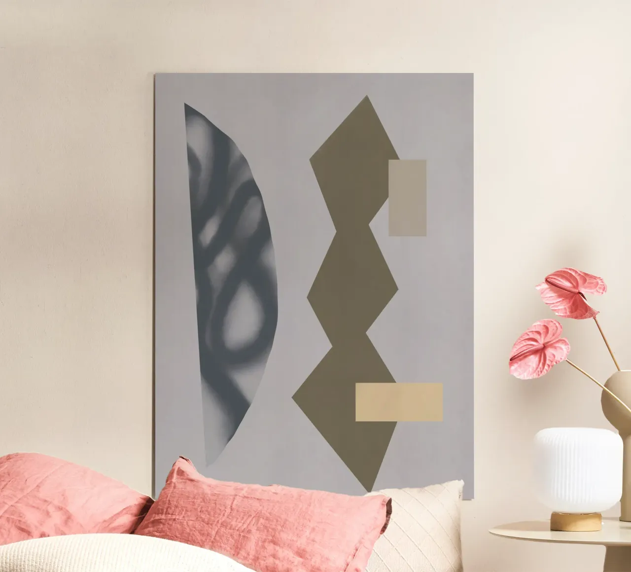 Sfumature di grigio geometriche 04 poster con telaio in alluminio da Little Dean