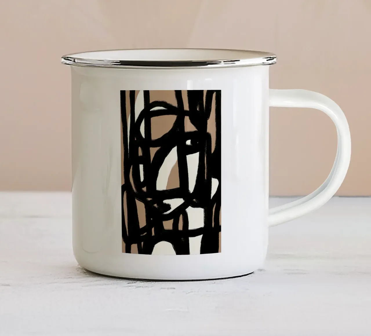 Linea astratta in grassetto 06 tazza in smalto da Little Dean