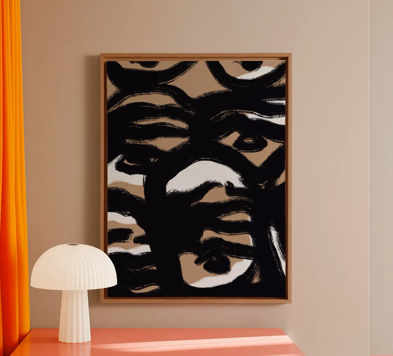 Bold line abstract 07 canvas with Floater frame by Little Dean