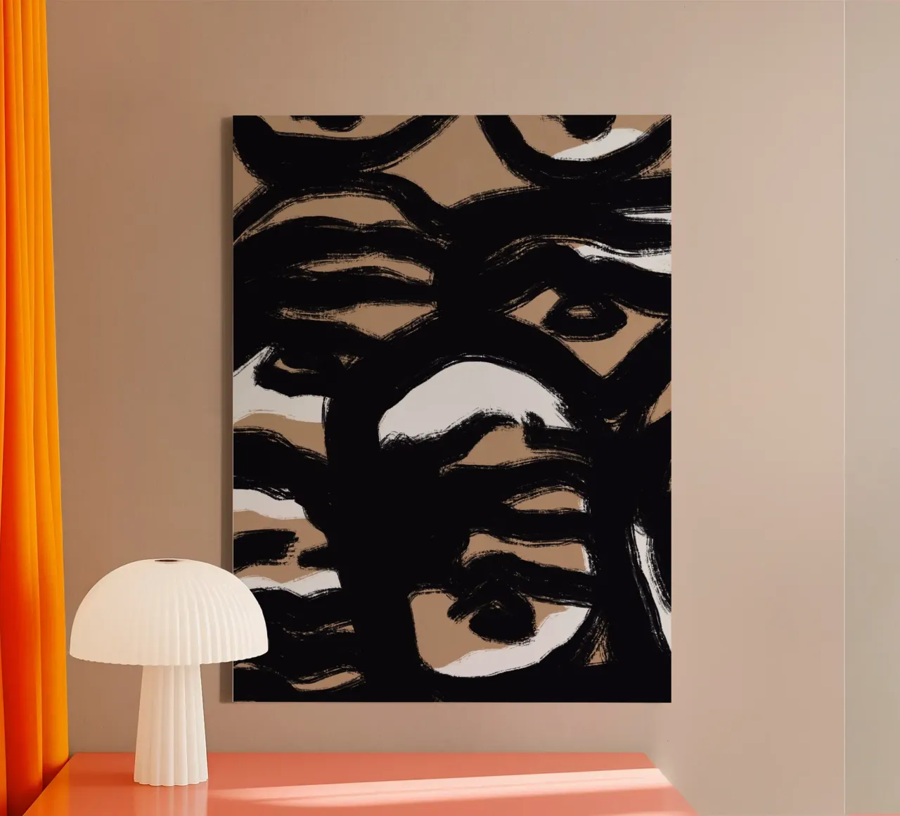 Bold line abstract 07 canvas with Floater frame by Little Dean