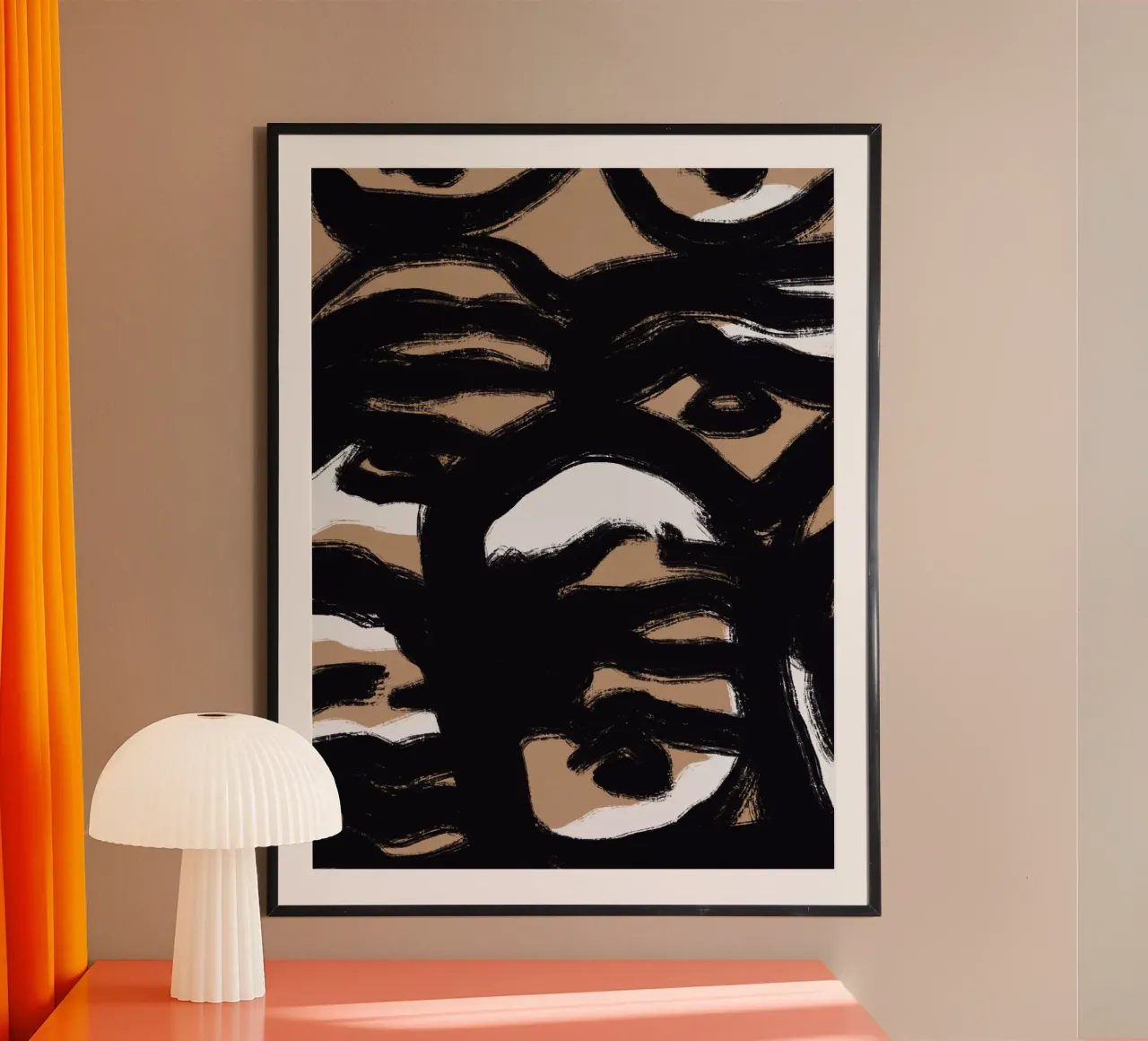 Linea astratta in grassetto 07 poster con telaio in alluminio da Little Dean