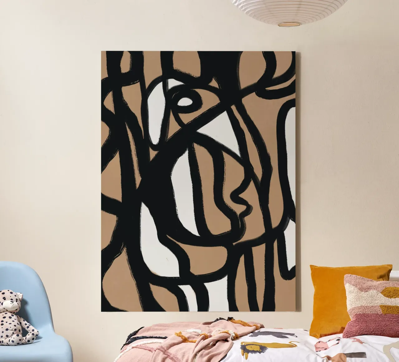 Vette lijn abstract 09 canvas met Baklijst van Little Dean
