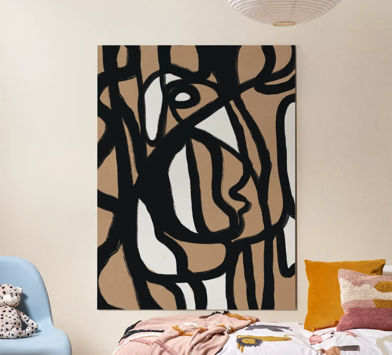 Linea astratta in grassetto 09 poster con telaio in legno da Little Dean