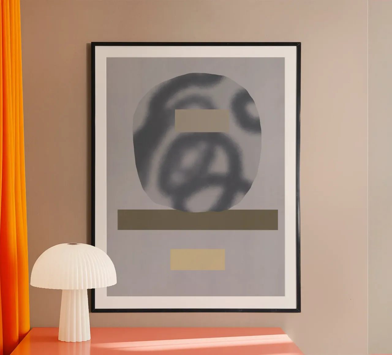 Sfumature di grigio geometrico 05 poster con telaio in alluminio da Little Dean