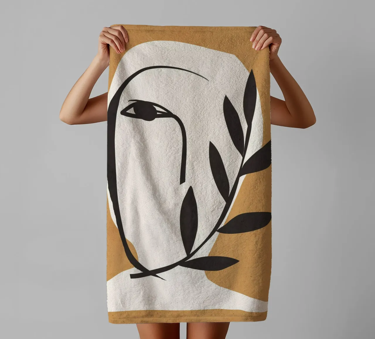 Abstract Minimal Art Gezicht 6a badhanddoek van ThingDesign