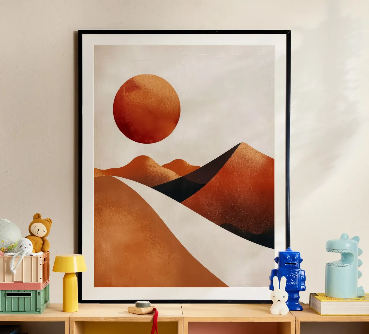 Mirage al tramonto poster con telaio in plastica da June Jordan