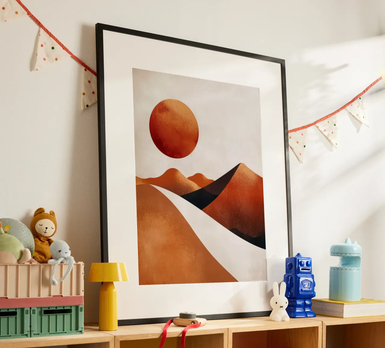 Mirage al tramonto poster con telaio in plastica da June Jordan