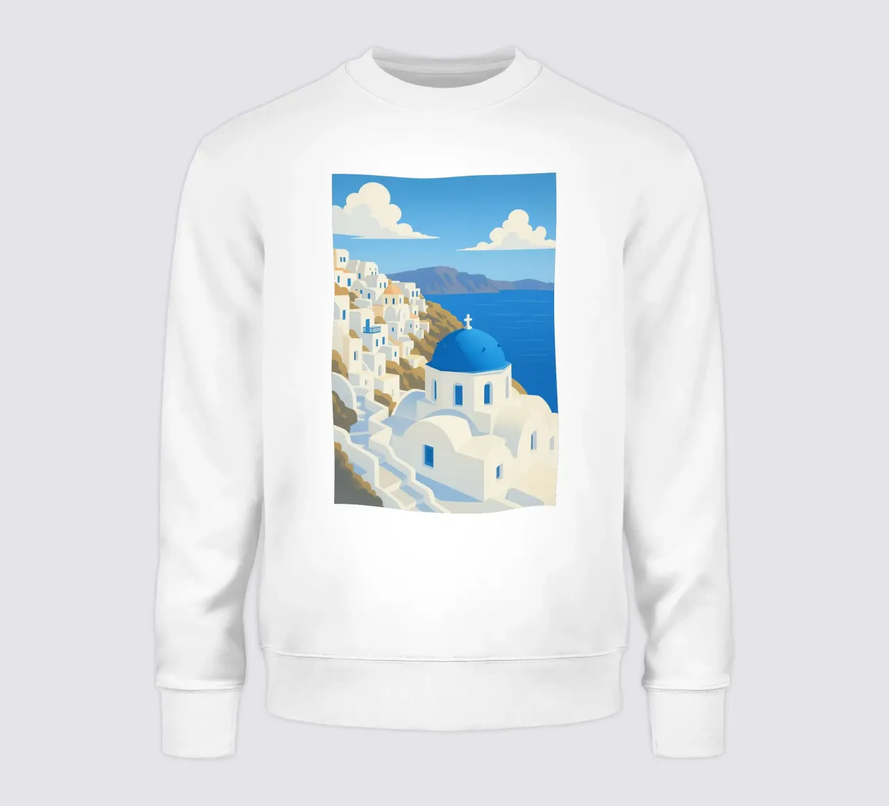 Poster Santorini - Cupole blu e Mar Egeo felpa da JETLAG | affiches voyage
