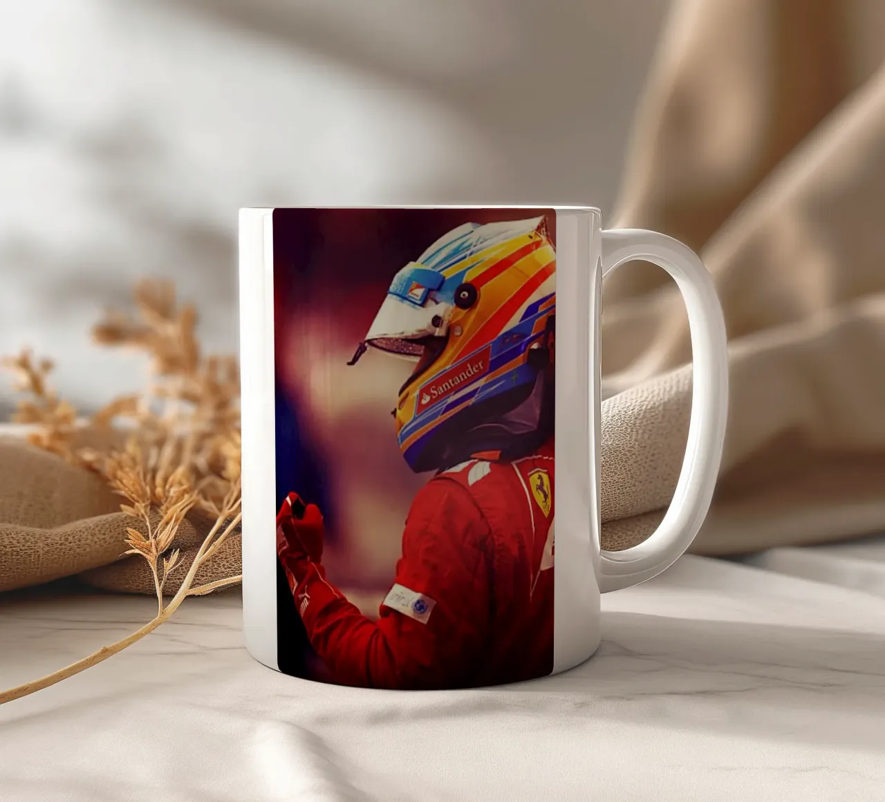 Fernando Alonso tazza in ceramica da Low poly art