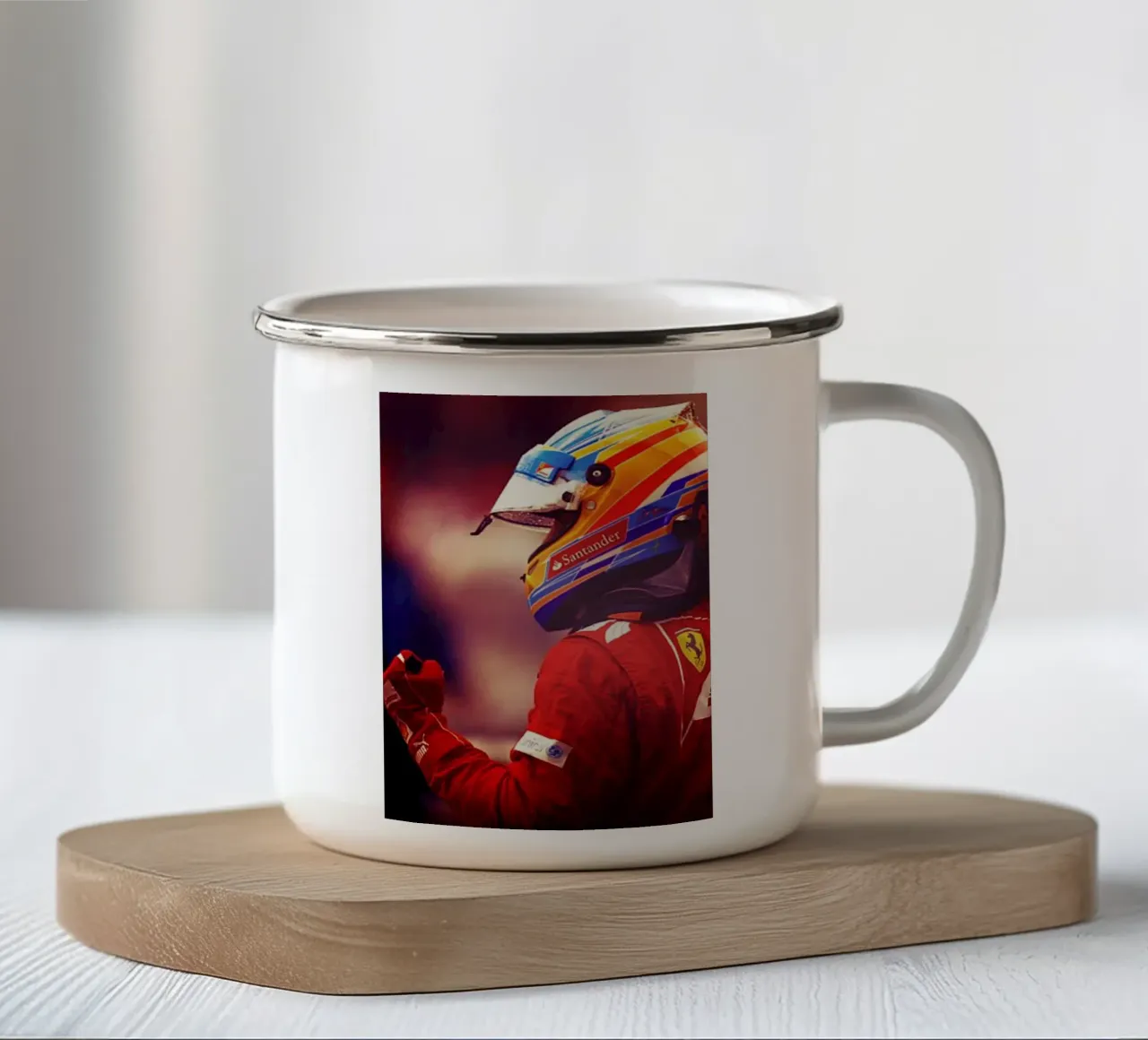 Fernando Alonso tazza in smalto da Low poly art