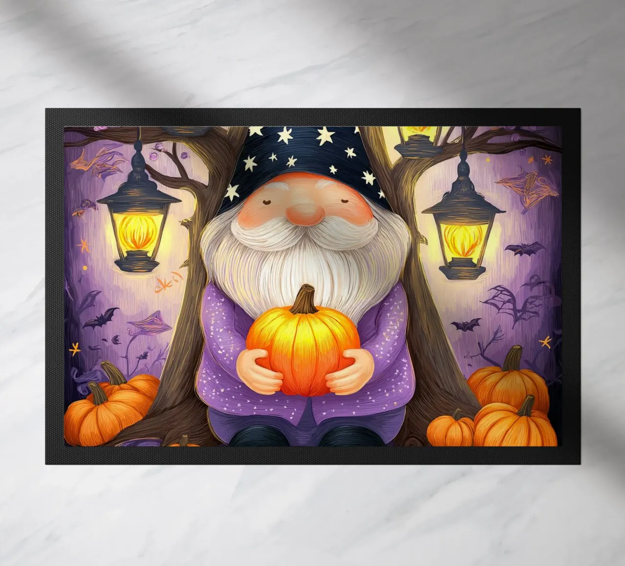 Gnomo e zucca di Halloween zerbino da Fleur de Lys