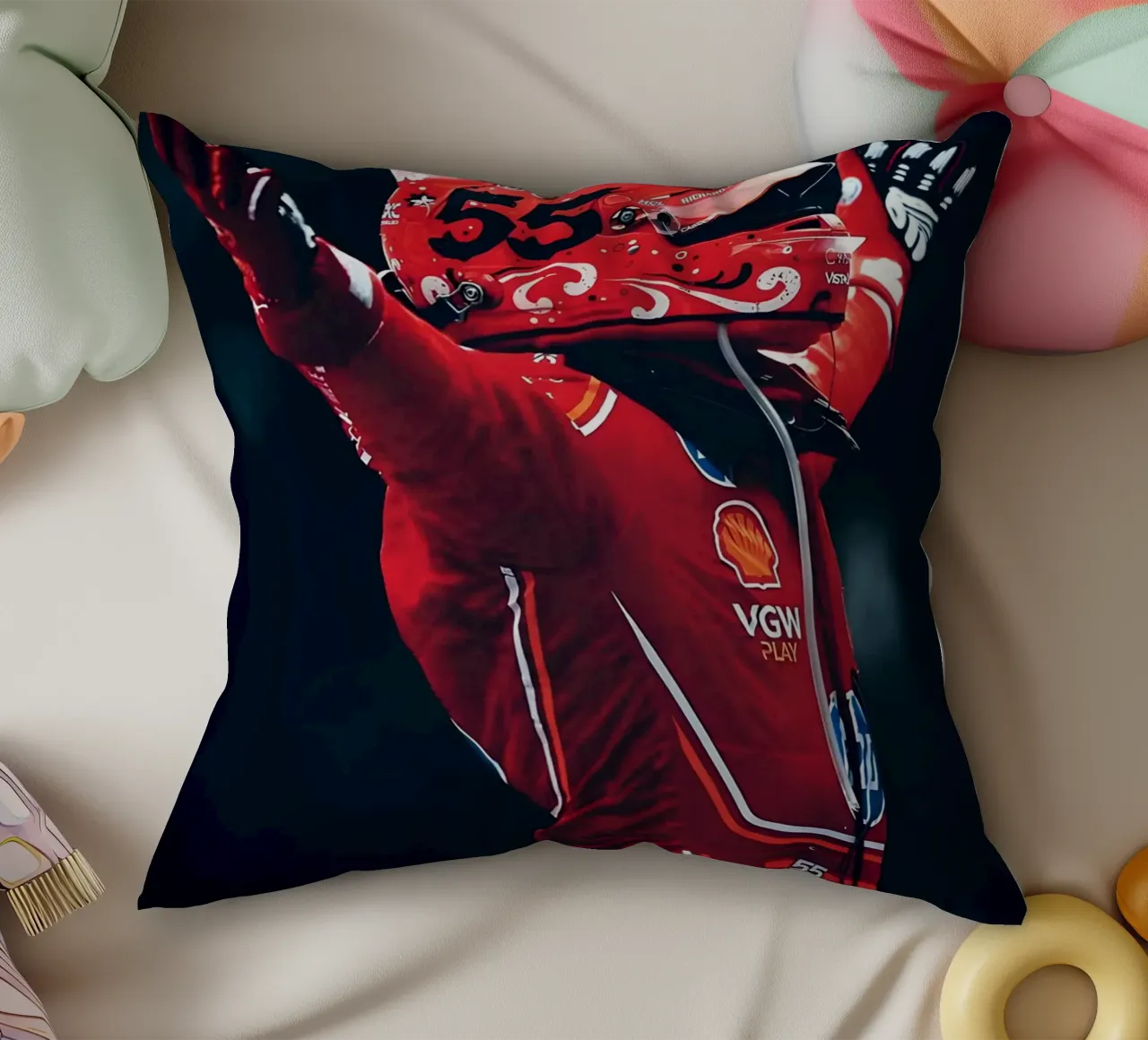 Carlos Sainz Jr. cuscino da Low poly art