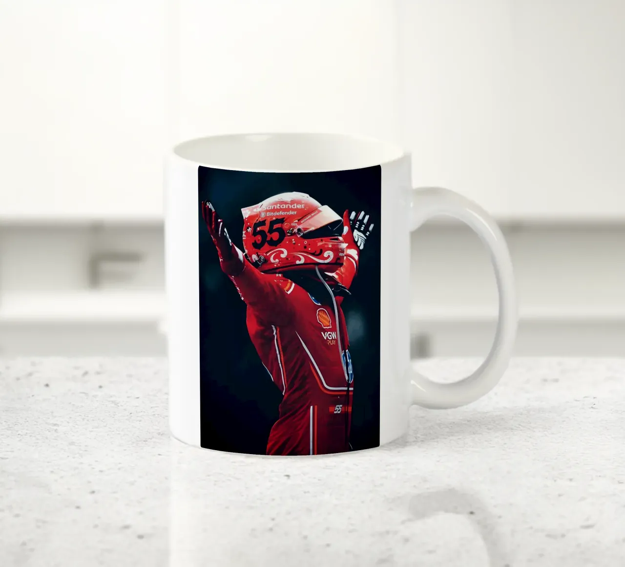 Carlos Sainz Jr. tazza in ceramica da Low poly art