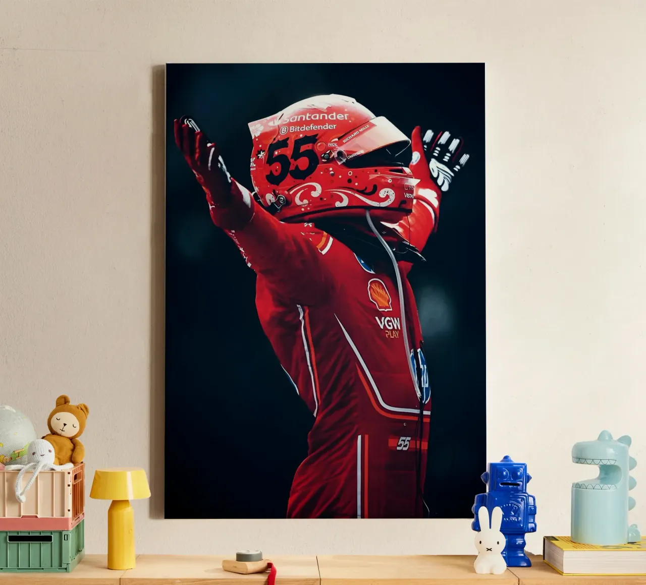 Carlos Sainz Jr. tela con Cornice a cassetta da Low poly art