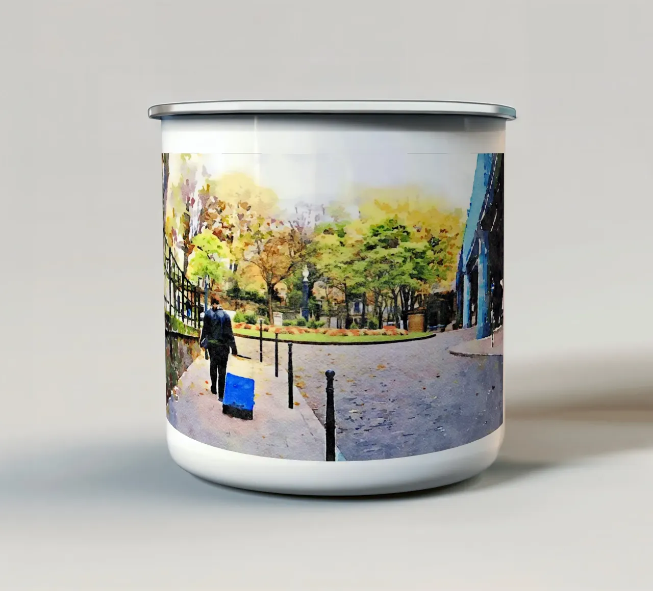 A piedi a Montmartre tazza in smalto da Massimo Frascogna