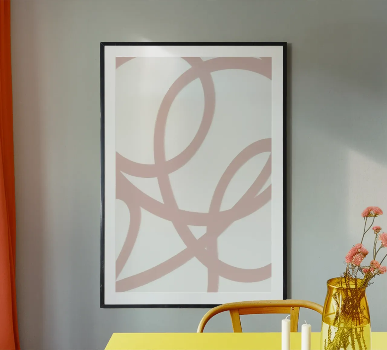 Beige and White Abstract Swirls poster con telaio in plastica da GraceDigitalArtCo
