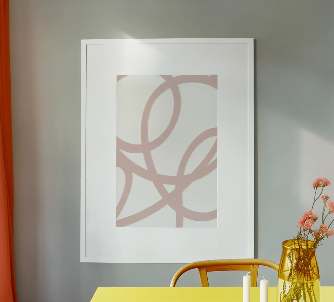 Beige and White Abstract Swirls poster con telaio in plastica da GraceDigitalArtCo