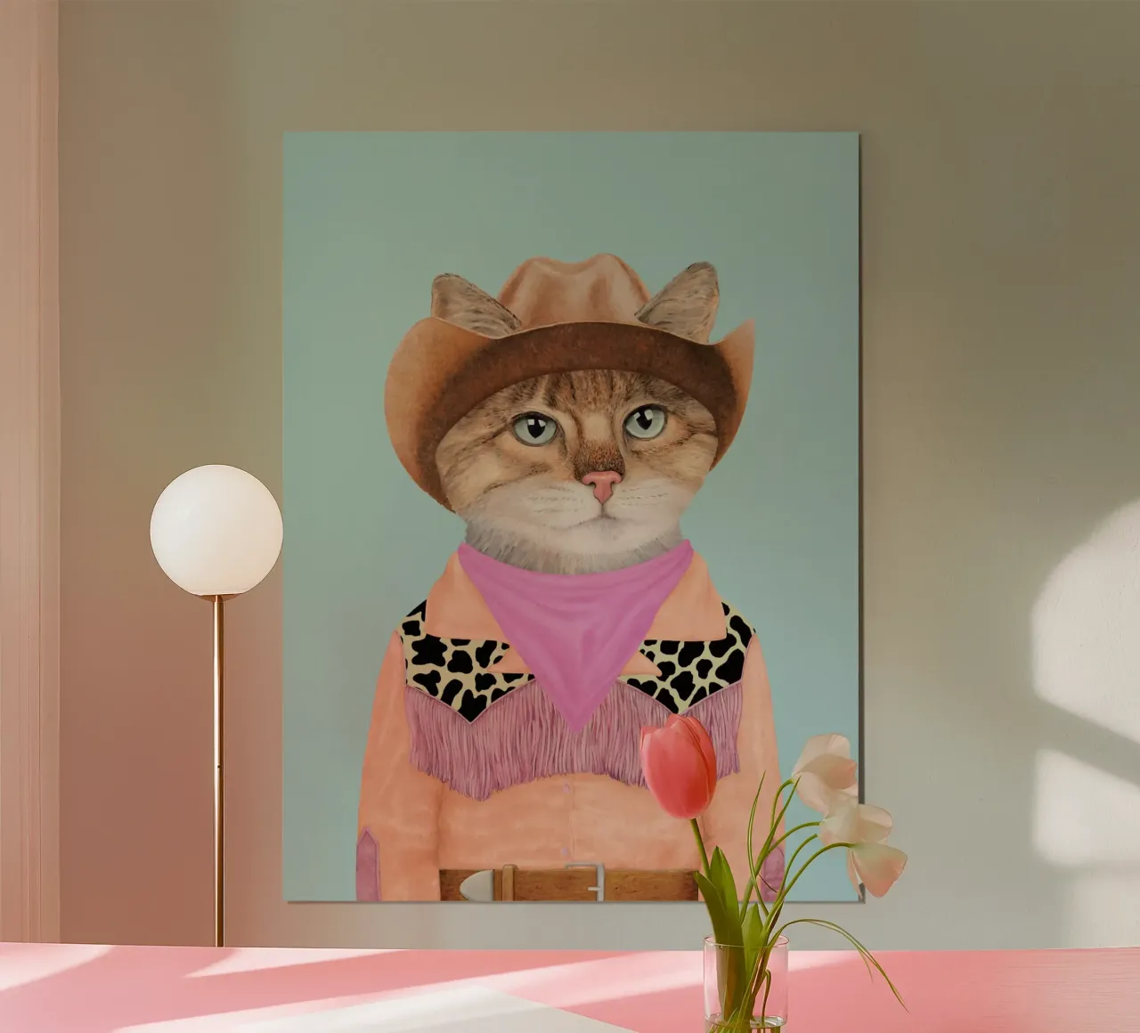 Gattino Ranch - Verde Rosa Arancione poster con telaio in plastica da Animal Crew