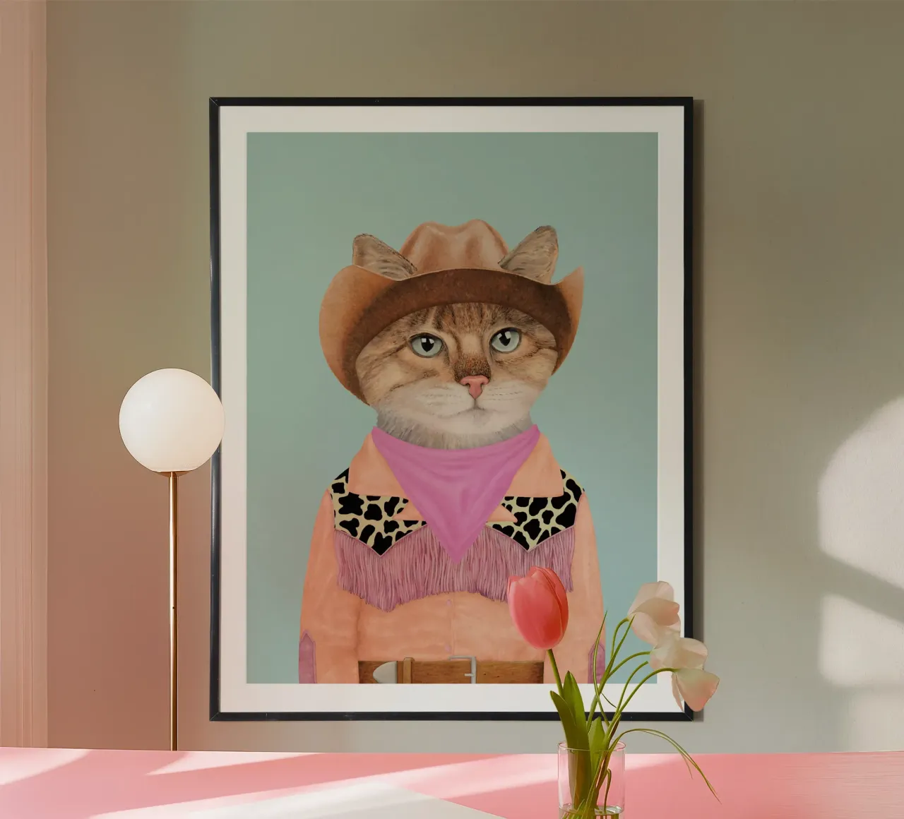 Gattino Ranch - Verde Rosa Arancione poster con telaio in plastica da Animal Crew