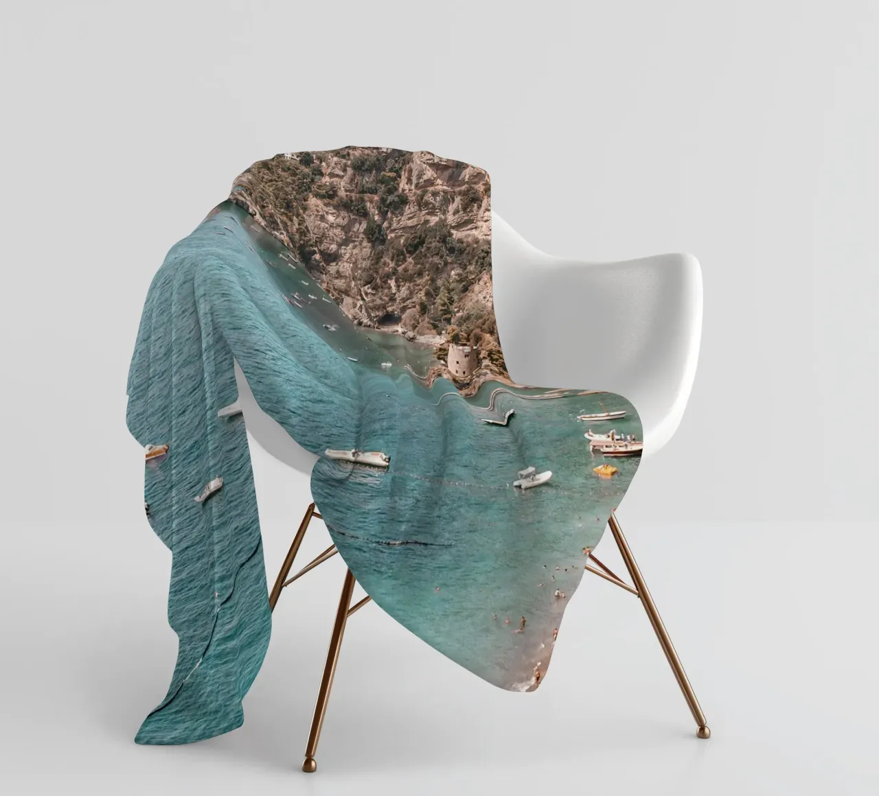 Positano Beach View coperta in pile da GraceDigitalArtCo