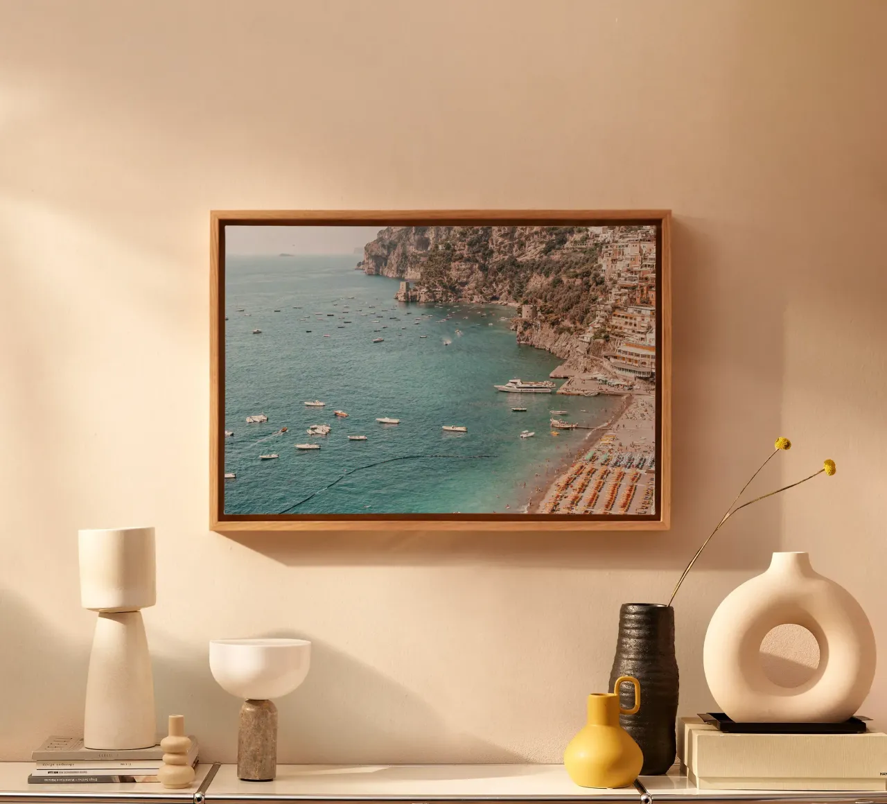 Positano Beach View tela con Cornice a cassetta da GraceDigitalArtCo