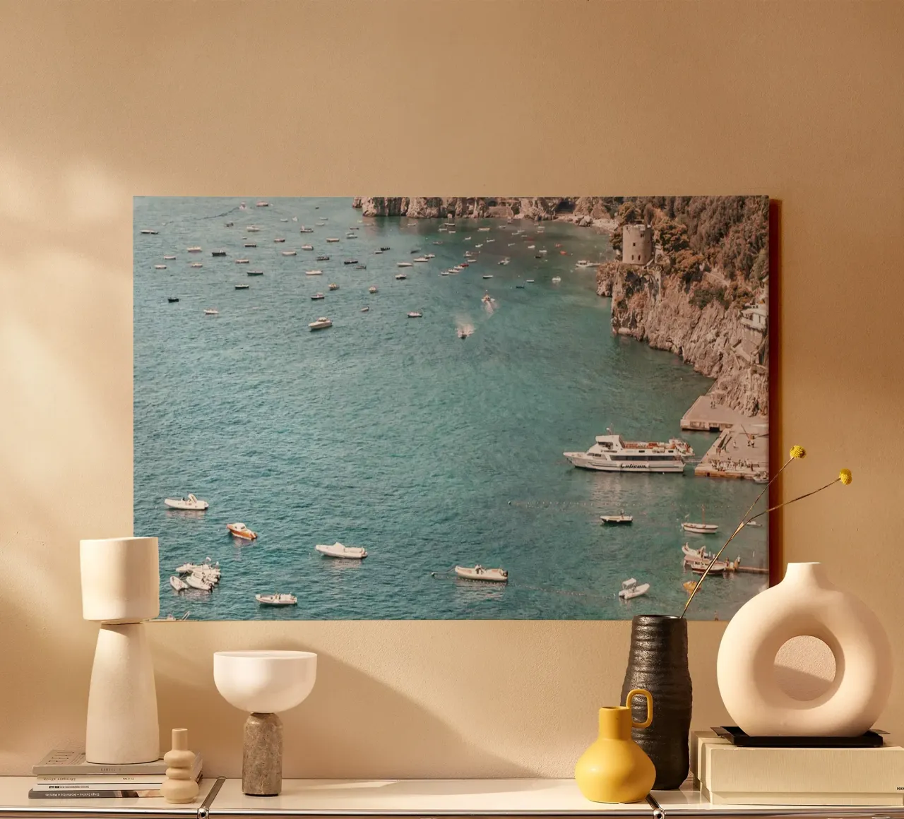Positano Beach View tela con Cornice a cassetta da GraceDigitalArtCo